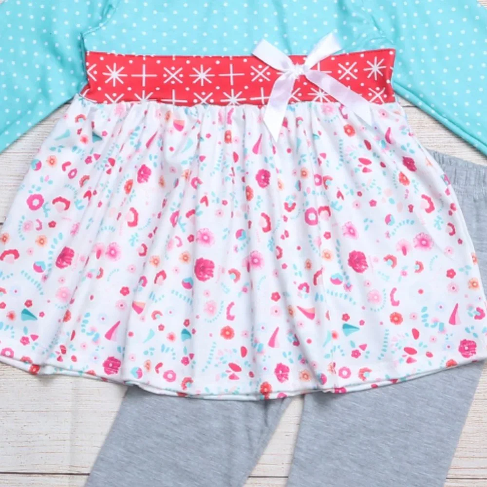 Boutique Girls Floral Tunic Dress & Leggings Outfit Set